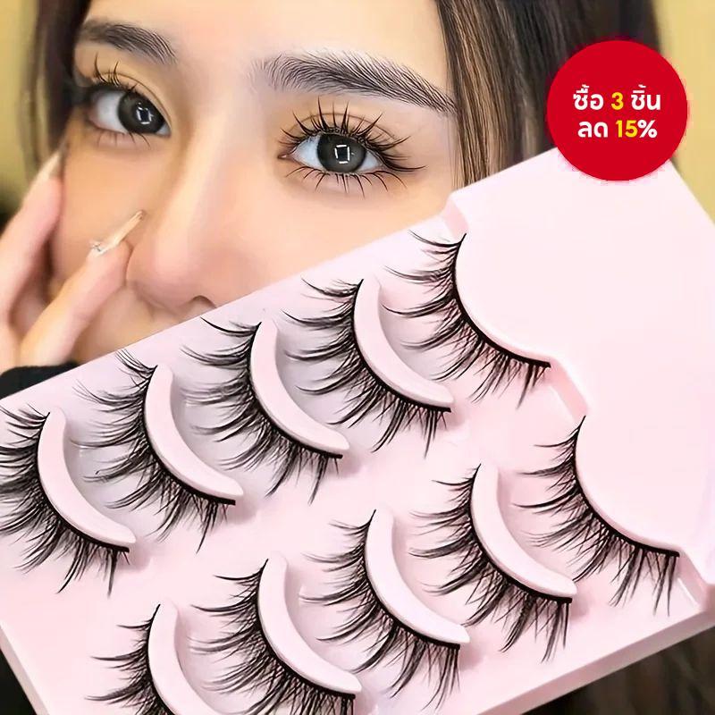 Natural Cross 3D False Lashes - 5 คู่ Fluffy Soft อัพเกรดแต่งหน้า