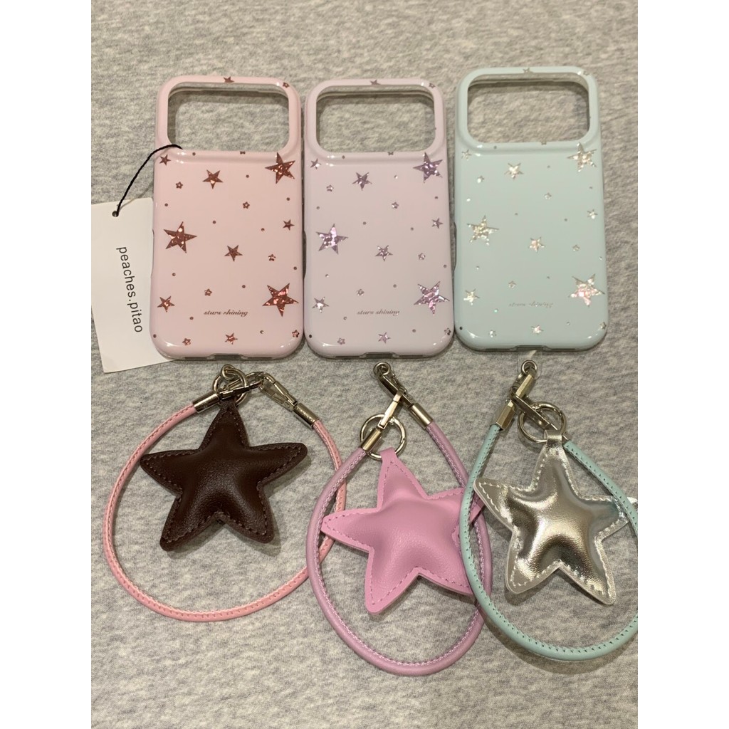 เคสโทรศัพท์ Mint Green Star หนังเชือกเส้นเล็กกันกระแทก INS สไตล์สําหรับ iPhone 17 Pro Max 16 Pro Max 15 Pro Max 14 Pro Max