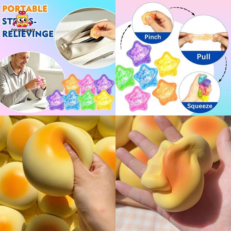 FG Glitter Star Maltose Squishy ของเล่นช้า Rebound ตลกยืด Mini Stress Ball บีบของเล่นความเครียดบรรเทา Dpression ของเล่น HS