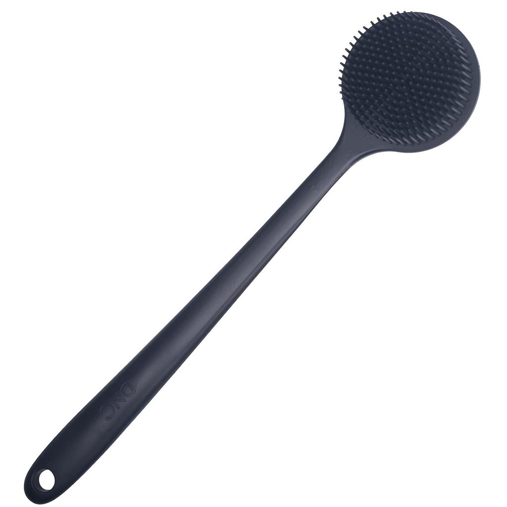 DNC Back Scrubber สําหรับอาบน้ําแปรงอาบน้ําซิลิโคนอ่อนนุ่มพร้อมที่จับยาว (สีดํา) HMWN