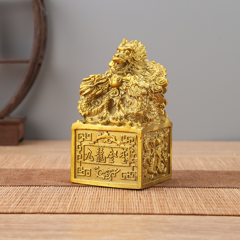 Kowloon Golden Seal ทองแดง Kowloon Seal Kowloon หยกซีลเครื่องประดับทองเหลืองมังกรเครื่องประดับ Golde