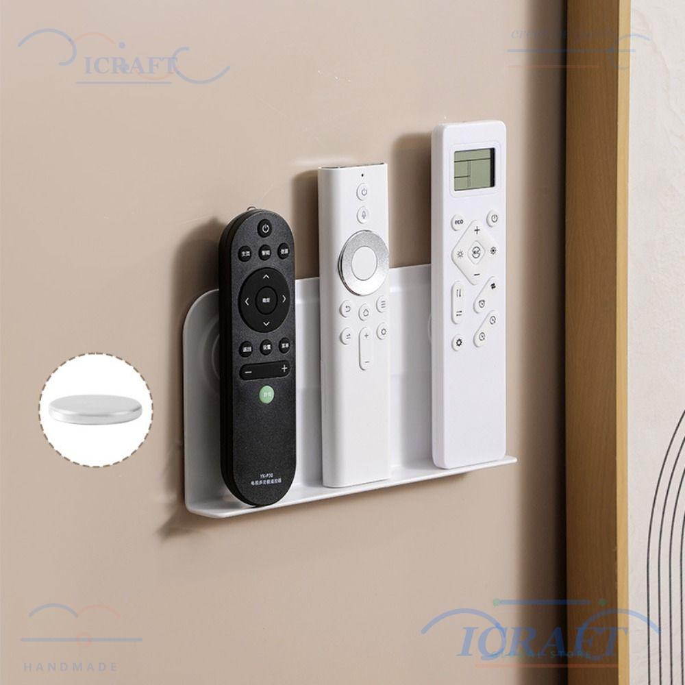 ICRAFT TV Remote Wall Rack, Multifunctional Stable Magnetic Remote Control Holder, Wall Mounted Self-Adhesive Remote Control Organizer