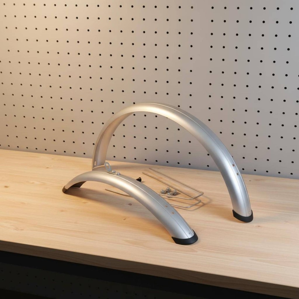 2 ชิ้น 20 นิ้ว 2 ล้อ Mudguard ชุดโลหะติดตั้ง Stays Two-Whinder Mudguard ชุดด้านหน้าและด้านหลัง Fenders Silver Finish