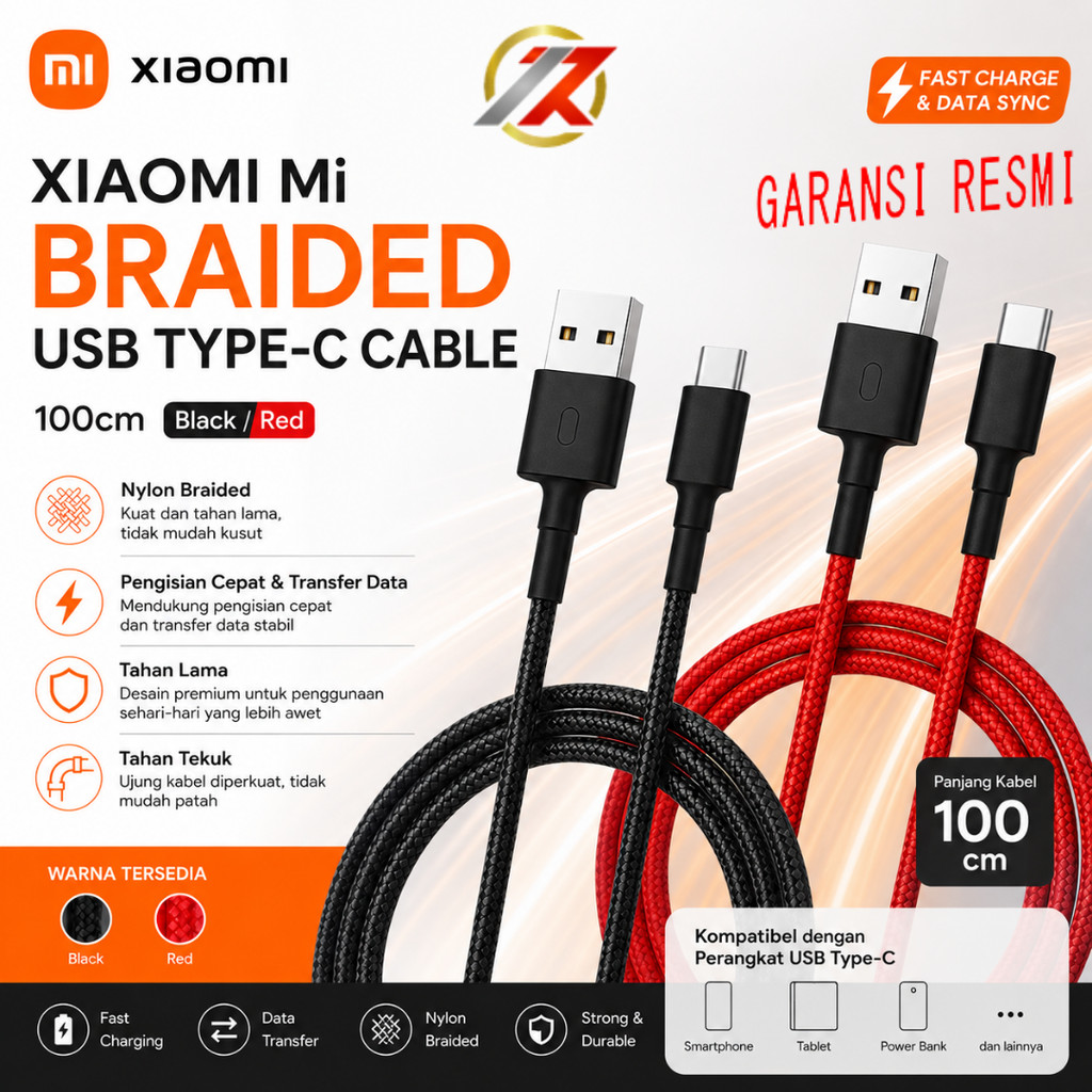 สาย USB Type-C ถัก XIAOMI Mi 100 ซม