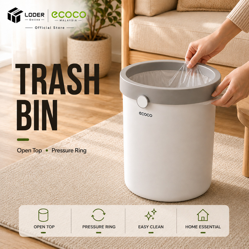 LODER ECOCO ถังขยะพร้อมฝาปิด ถังขยะในห้องน้ํา ถังขยะในครัว ถังขยะในครัวเรือน ถังขยะขนาดเล็ก