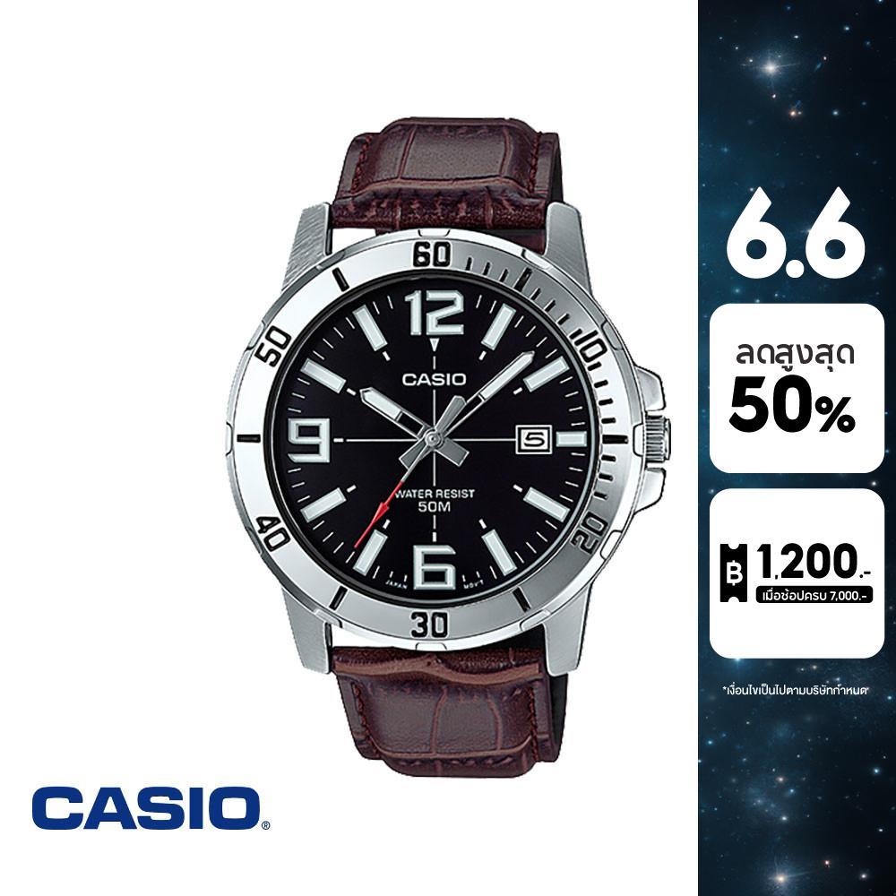 CASIO นาฬิกาข้อมือ CASIO รุ่น MTP-VD01L-1BVUDF สายหนัง สีดำ