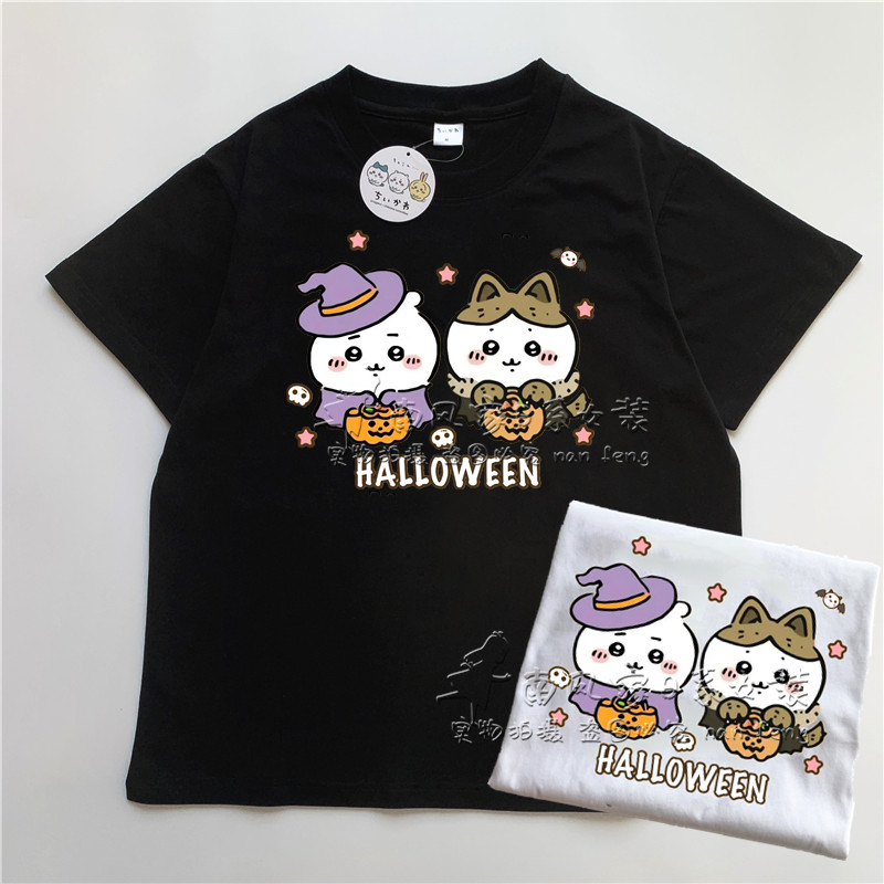 สไตล์พ่อแม่ลูก!วันฮาโลวีน ถูก จํากัด!เสื้อยืดแขนสั้น Chikawa chikawa chikawa สไตล์ญี่ปุ่นสําหรับผู้ห