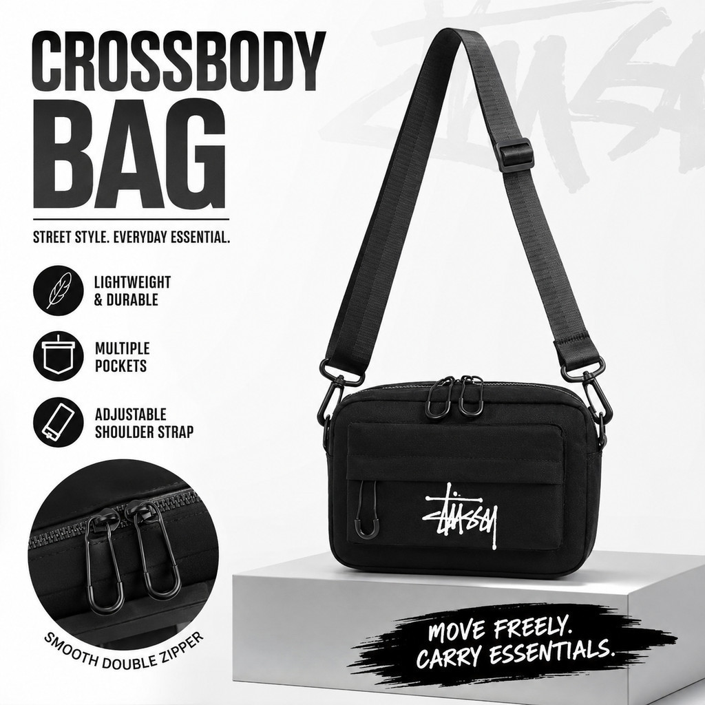Simple Multi-Layer Storage Messenger กระเป๋าสี่เหลี่ยมเล็กแบบพกพา Commuter Outing กระเป๋าสะพาย