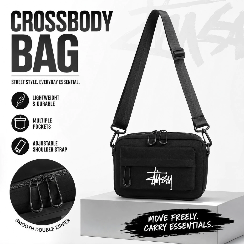 Simple Multi-Layer Storage Messenger กระเป๋าสี่เหลี่ยมเล็กแบบพกพา Commuter Outing กระเป๋าสะพาย