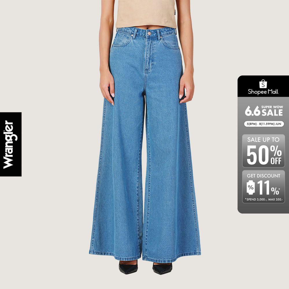 WRANGLER กางเกงยีนส์ผู้หญิง คอลเลคชั่น Everyday with Wrangler เอวกลาง ทรงขากว้าง รุ่น WR S225WWLEN25 สียีนส์อ่อน