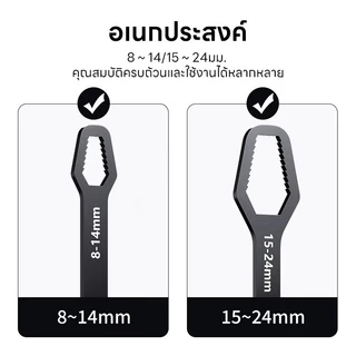 MOTUS ประแจอเนกประสงค์ 8-24mm. ปากตาย 15in1ประแจขันน๊อต หกเหลี่ยม บล็อคขันน๊อต ประแจข้าง ด้ามขัน 2ข้าง