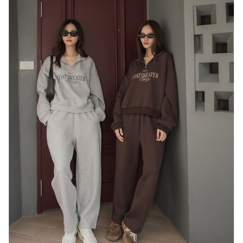 Legacy zip set 🤍 ชุดเซตจบครบในลุคเดียว Airport looks แบบสวยเก๋ เสื้อทรงกึ่งครอป ความยาวกำลังพอดี มีซิปแต่งทรงสวย