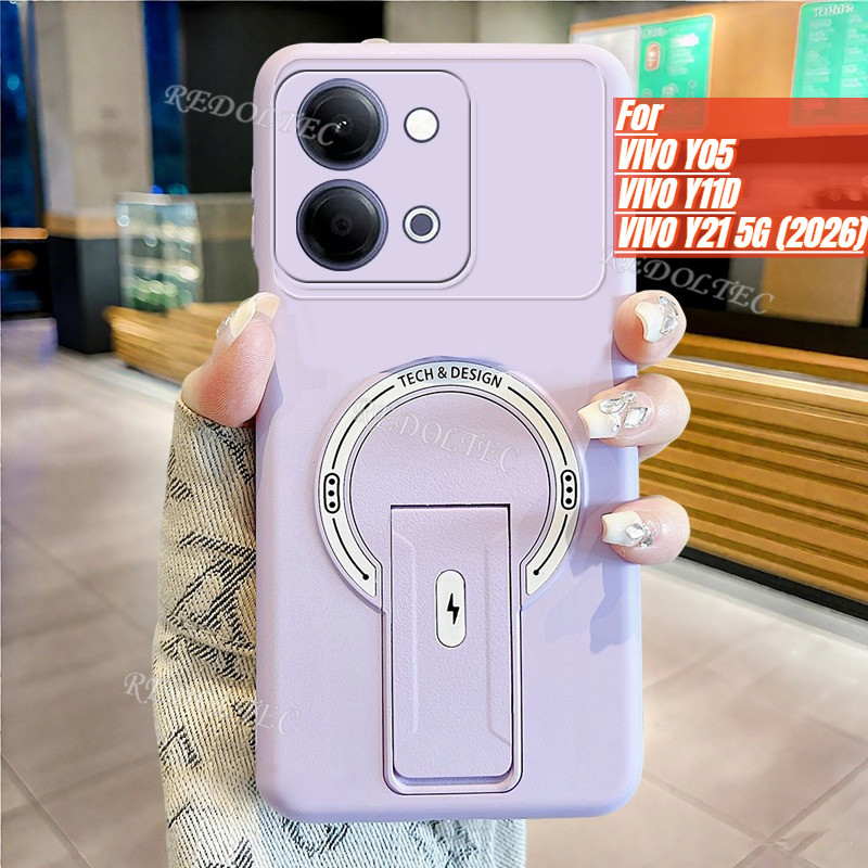 ปลอกสําหรับVIVO Y05 Y11D Y21 5G 4G 2026 เคสโทรศัพท์หรูหราที่มองไม่เห็นขาตั้งแม่เหล็กสําหรับVIVOY05 VIVOY11D VIVOY21 ไร้สายชาร์จAnti fall Matteกลับ