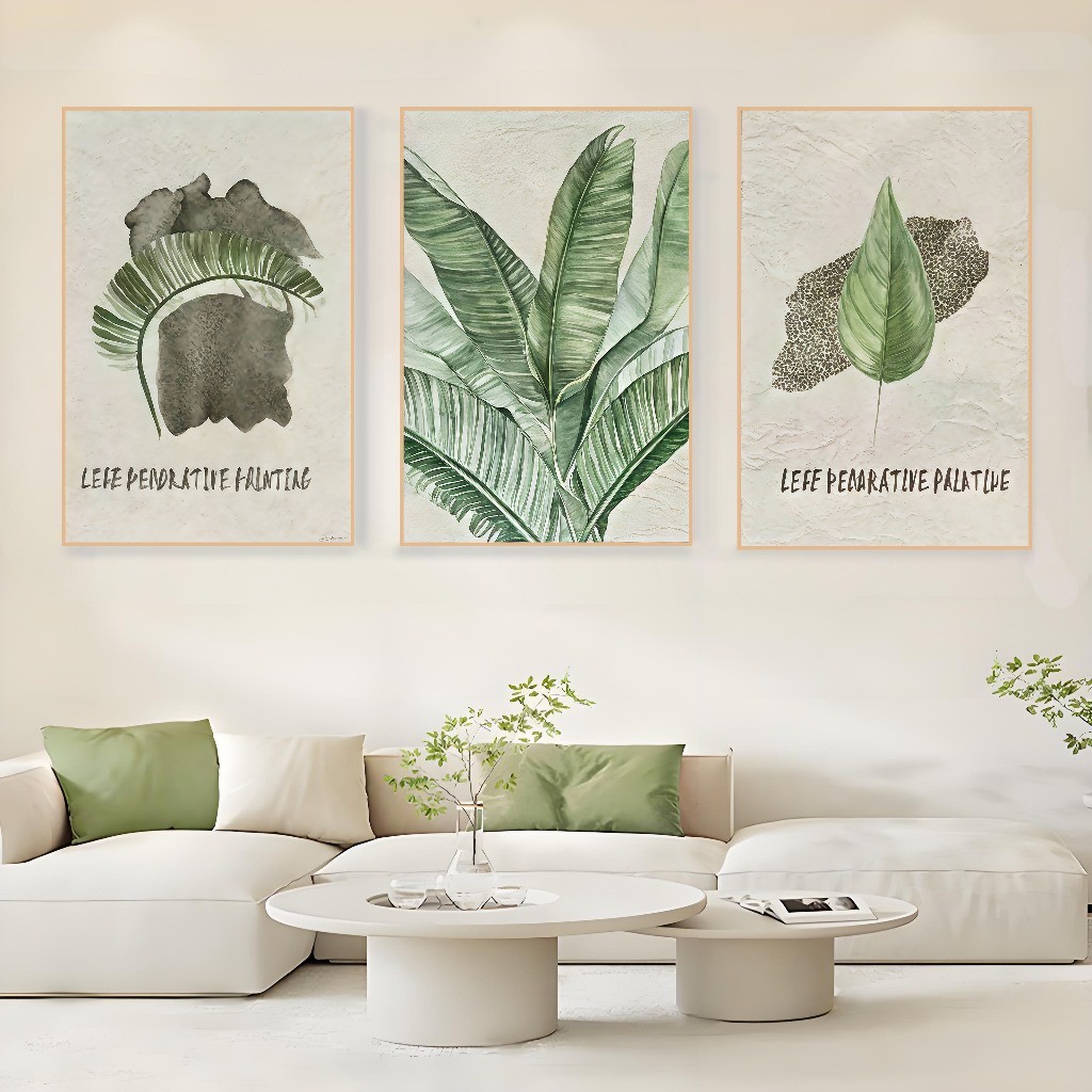 ชุดภาพ 3 ชิ้น 40x60 ต้นไม้และวิวธรรมชาติ สไตล์มินิมอล ไม่มีกรอบ ตกแต่งห้องนั่งเล่น