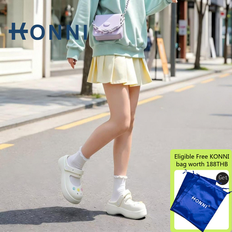 KONNI       พร้อมส่งจากไทย แมรี่เจน พื้นสูง  รองเท้าแตะหัวโต   กันลื่น  โลลิต้า EVA  รองเท้าหัวโต    มรี่เจนวินเทจ