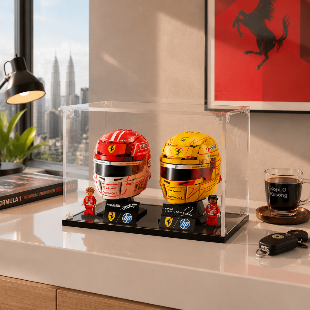 Acrylic Display Box กล่องโชว์อะคริลิค กันฝุ่น For Lego 43014 43022 Ferrari F1 Helmet ตู้โชว์หมวกกันน็อก อะคริลิคใส ของสะสม