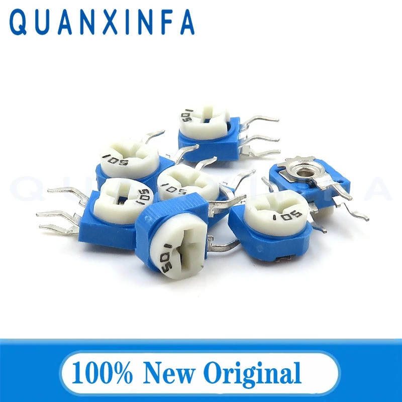 100PCS RM063 RM-063 100 200 500 1K 2K 5K 10K 20K 50K 100K 200K 500K 1m Ohm Trimpot Trimmer Potentiom
