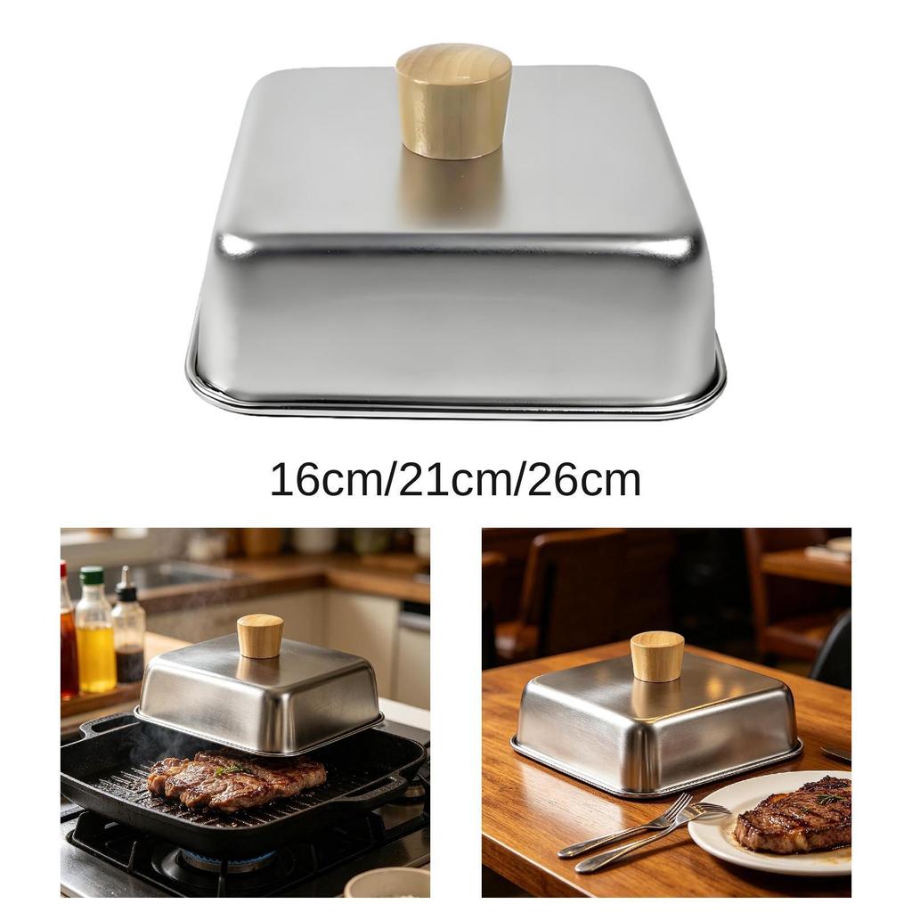 [Whgirld8] Square Cheese Melting Dome Steaming Lid ฝาปิดตะแกรงสแตนเลสสําหรับชุดบาร์บีคิวกลางแจ้งและทําอาหาร