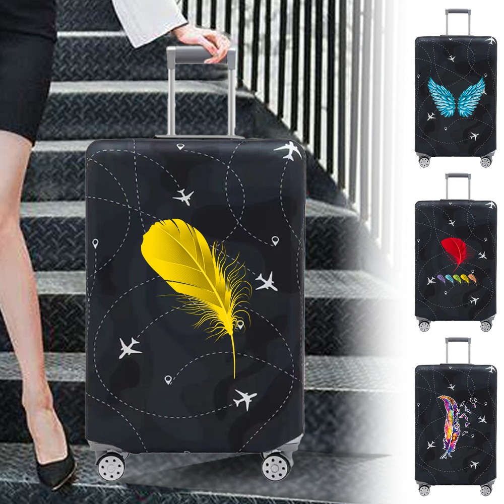 Luggage Cover SuitProtector Covers Printing Feather 18-32 Inch Baggage Washable Prevent Scratches Tr