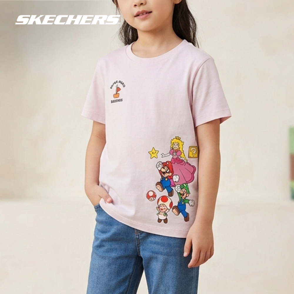 Skechers สเก็ตเชอร์ส เสื้อยืดแขนสั้นเด็ก Kids Nintendo Super Mario Short Sleeve Tee - SL325K550-010R