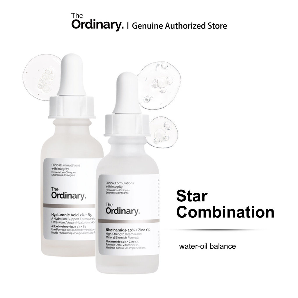 [1/2 ขวด] The Ordinary Niacinamide Hydra B5 Skin Care Set - Hyaluronic Acid 2% + B5 / Niacinamide 10