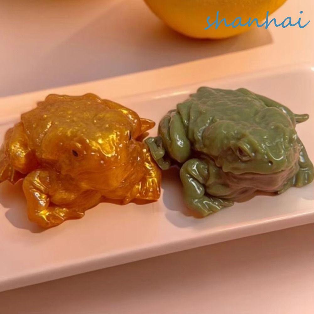 SHANHAI คางคกกบของเล่นสกุชชี่,เนื้อเหนียวจําลองสัตว์กบบีบของเล่น,ใหม่นุ่ม TPR วัสดุสีทองสีเขียว Fidget ของเล่นของขวัญวันเกิดปาร์ตี้