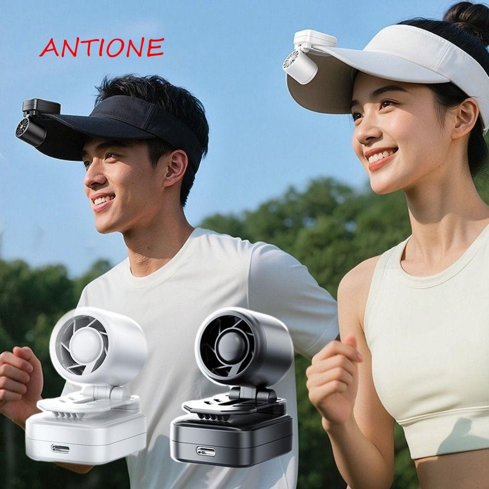 ANTIONE Cooling Clip on Fan, Type-C Charge 3 Speeds Hat Clip Fan, Lightweight Multi-Directional Port
