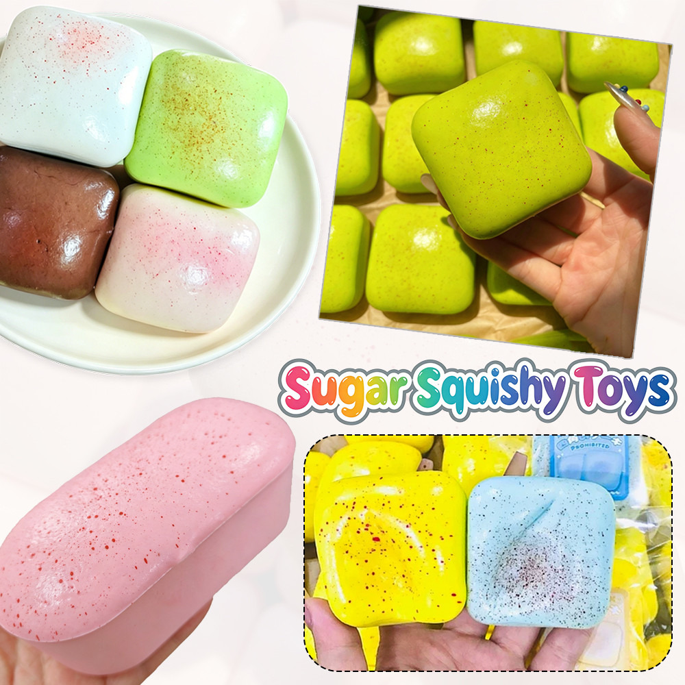 Sugar Squishy Cube Squeeze ของเล่นแบบพกพานุ่มยืดความเครียดบรรเทาของเล่นสําหรับเด็กและผู้ใหญ่ของขวัญ
