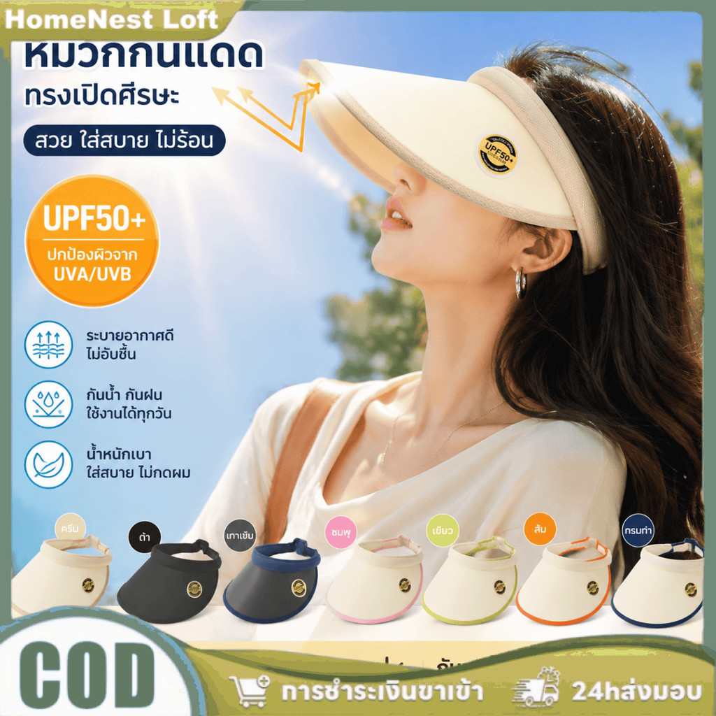หมวกกันแดด UPF50+ ปกคลุมเต็มศีรษะ ปกป้องคอและไหล่ ระบายอากาศได้ดี สีตัดกัน เหมาะสำหรับกิจกรรมกลางแจ้ง