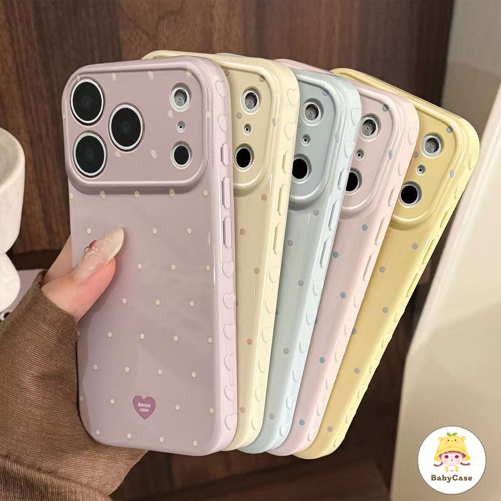 เคสโทรศัพท์ลายหัวใจเรียบง่ายและจุด เหมาะสำหรับ OPPO A3S A74 5s A9 A54 A76 A17 A17k A52 A72 A92 A95 A15 A16 A78 A57 A60