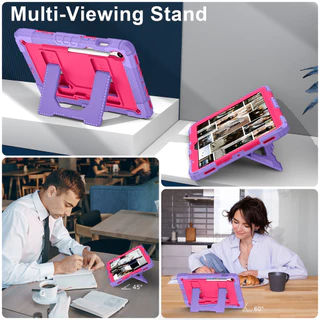 เหมาะสําหรับ iPad 12th A19 2026/11th A16 Air 11 13 M2/M3/M4 AIR4 /AIR5 10.9 Mini6 Mini7 3-in-1 เคสกันกระแทกและทนต่อการตกพร้อมสายคล้องไหล่แบบพกพามือถือ