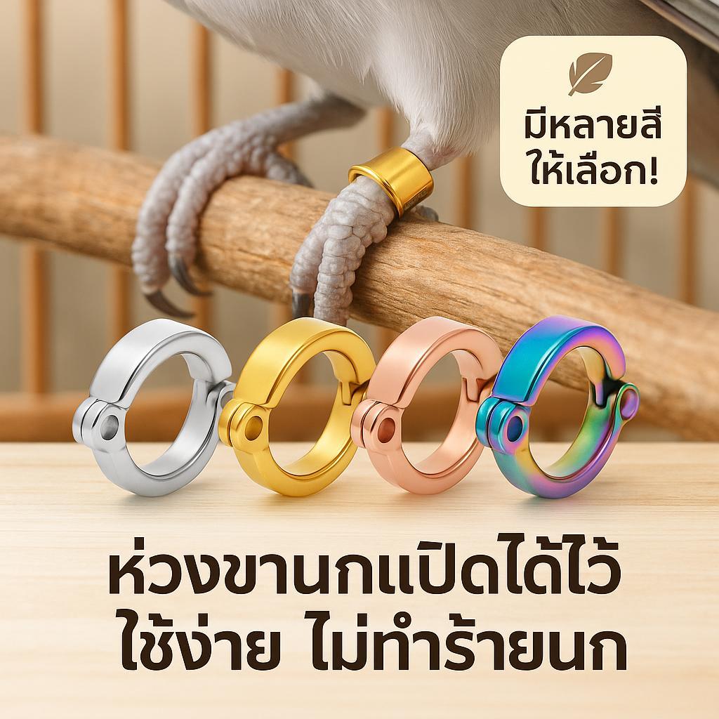 ห่วงเปิดนกแก้ว แหวนขานก ห่วงขานกแก้ว ห่วงนก 4-7mm ฟอพัส