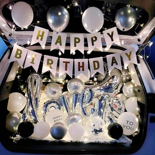 ชุดลูกโป่งเซอร์ไพรส์ท้ายรถ BIRTHDAY CAR 10/12นิ้ว ชุดลูกโป่งยาง ลูกโป่งท้ายรถ เซอไพร เซอร์ไพรส์วันเกิด set