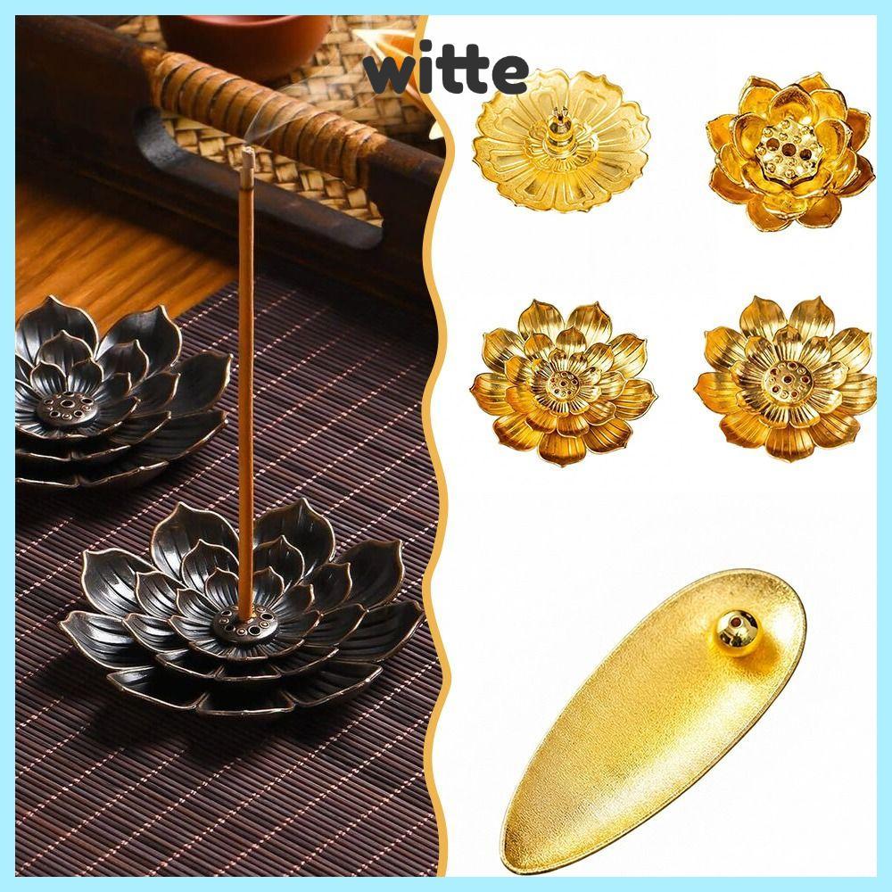 WITTE ที่ใส่ธูป, โลหะผสม Multi-Hole Lotus Censer, คุณภาพสูงตกแต่ง Lotus Shape ธูป Stick ผู้ถือวัด Home Office