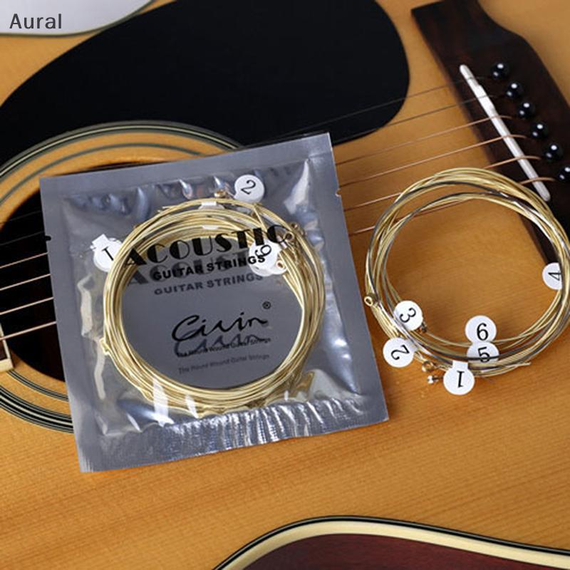 Aural 1 ชุด 6 pcs Practice Niel Plated Steel Guitar String สําหรับกีตาร์โปร่ง al