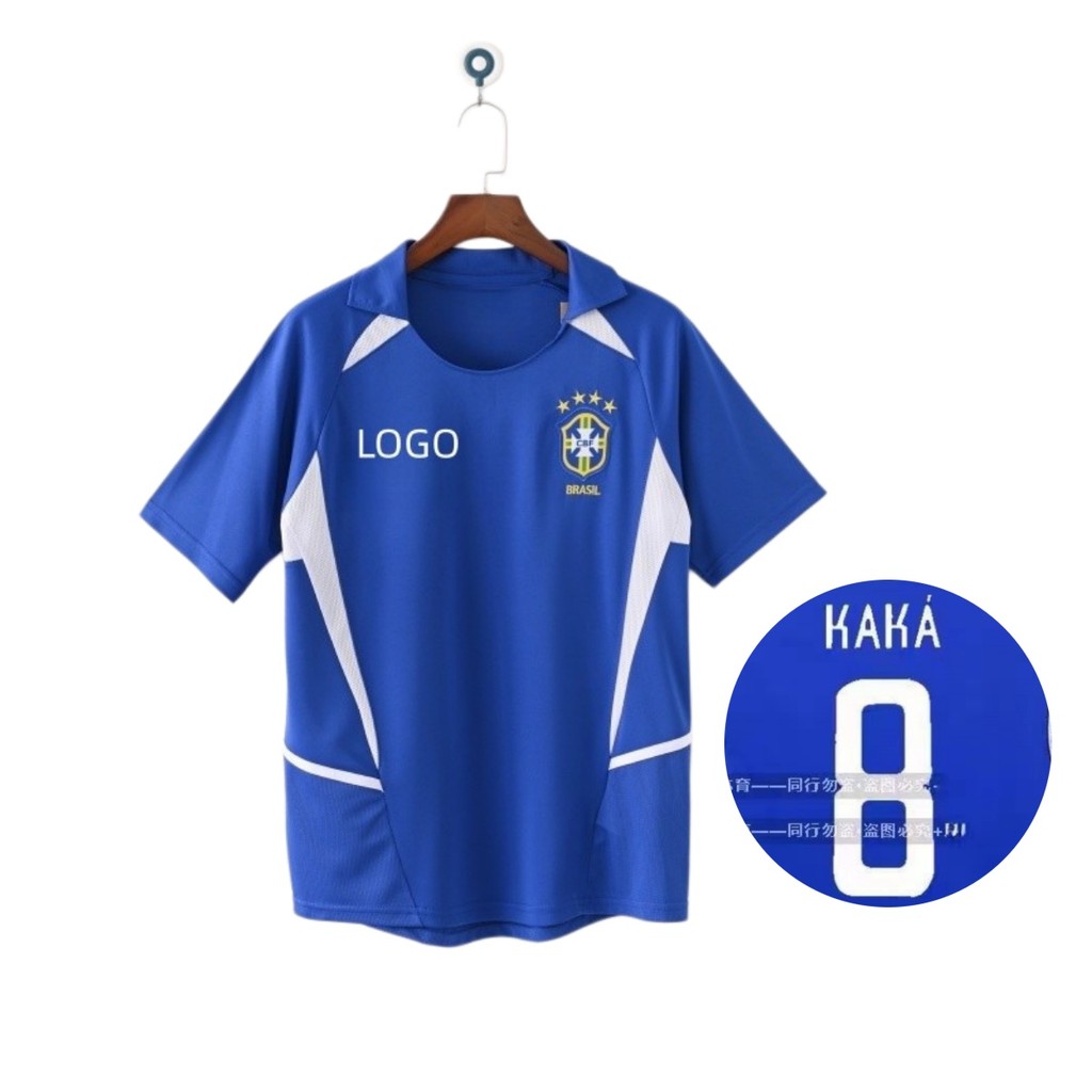2002 Brazil Away Retro Edition เสื้อฟุตบอลแขนสั้นผู้ชาย 9 RONALDO