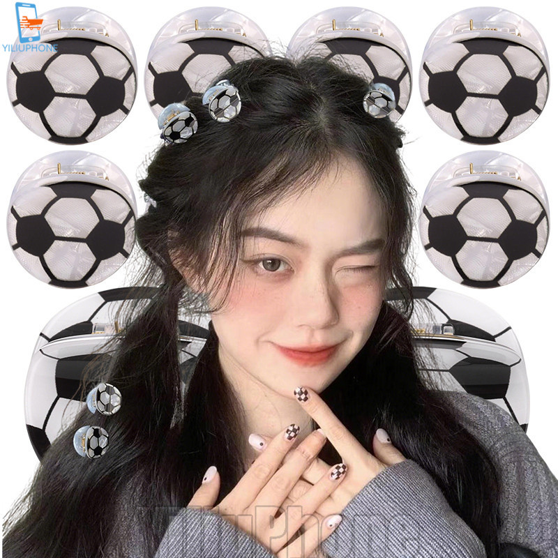 กิ๊บติดผมอะคริลิคฟุตบอล 5 ชิ้น - คลิปฉลามขนาดใหญ่ - Mini Barrettes - แฟชั่นเครื่องประดับผม - ที่วางหางม้า