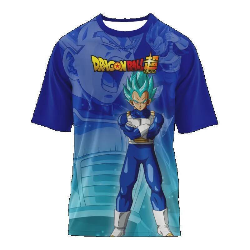 ผู้ชายใหม่ SSB Vegeta Jersey Dragon Ball Super Anime, Blue Gradient,ลูกเรือคอแขนสั้นสําหรับStreetwea
