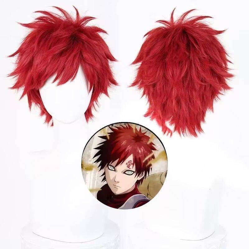 Naruto Gaara Cosplay Wig Red Anti-Curling Short WEm2