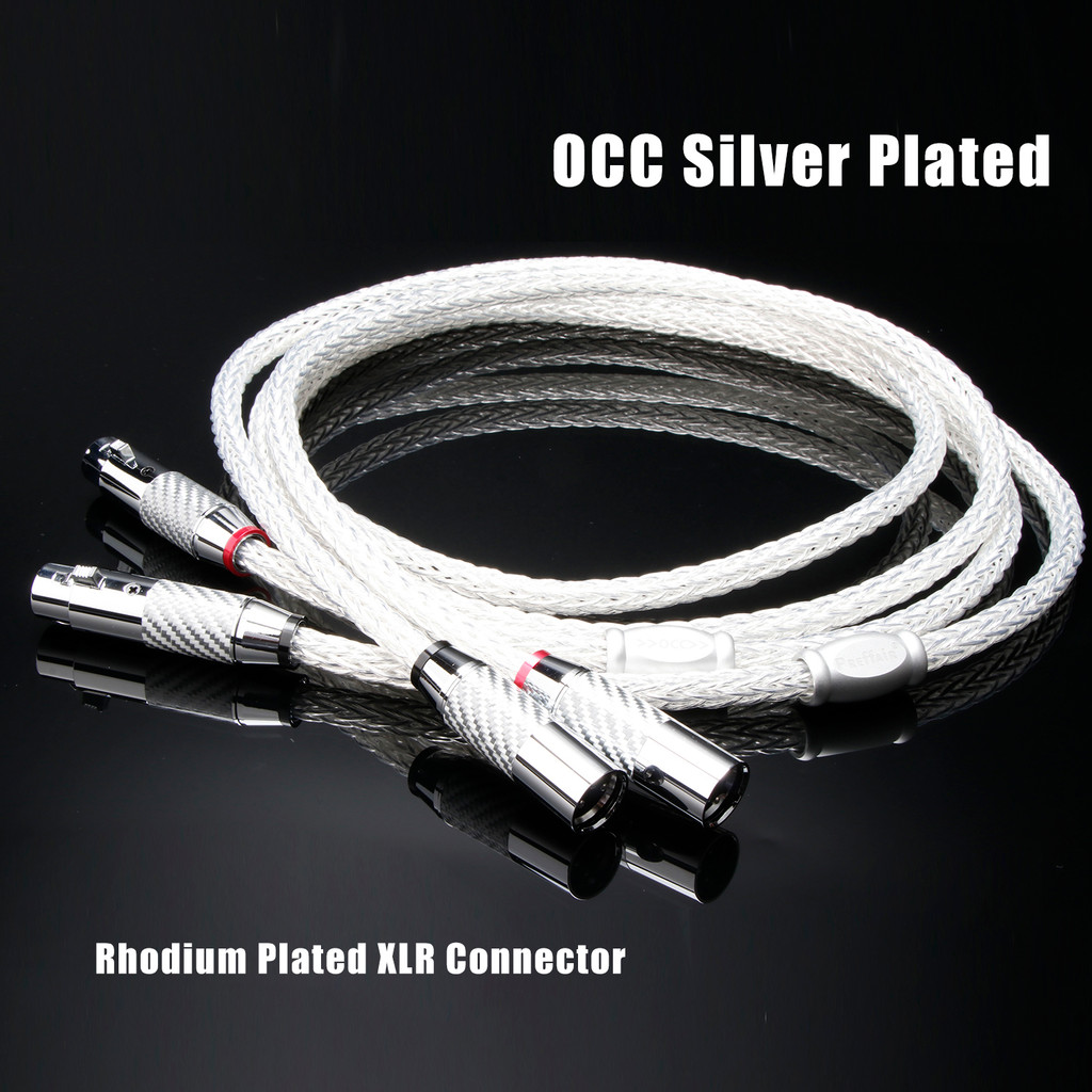 สาย XLR OCC Silver Plated XLR Audio Cable 12Strands Balanced Wire พร้อมปลั๊ก XLR คาร์บอนไฟเบอร์