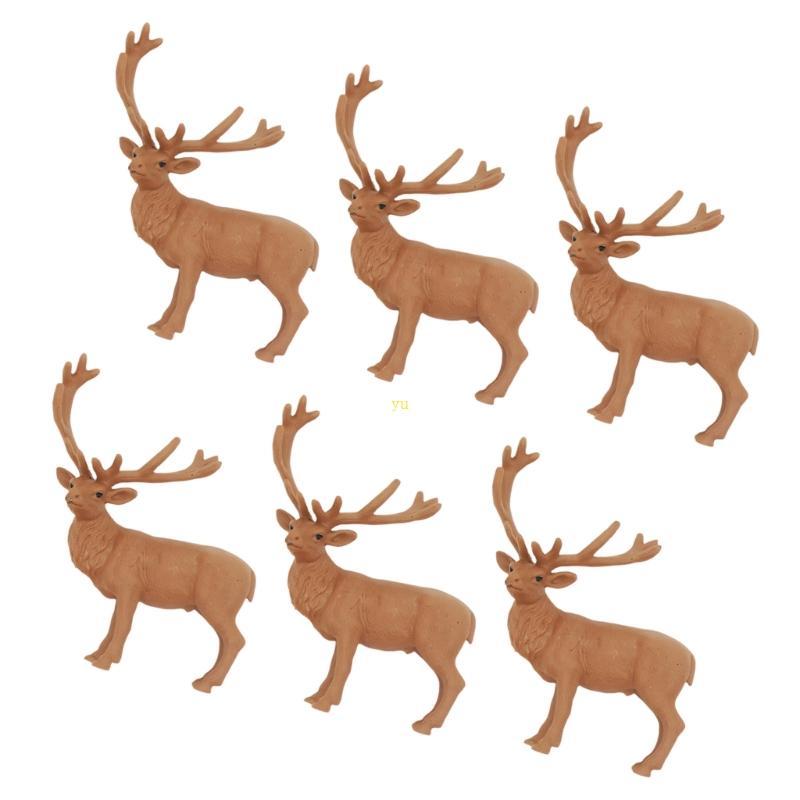 Yu แพ็ค 6 พลาสติก Reindeer Sligh ตกแต่งคริสต์มาสสําหรับโฮมออฟฟิศและ Shop Holiday Party DIY ชุดตกแต่ง