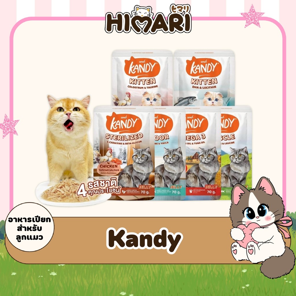 อาหารเปียกแมว Kandy สำหรับลูกแมว และแมวโต ตั้งแต่ 2 เดือนขึ้นไป ขนาด 70 กรัม