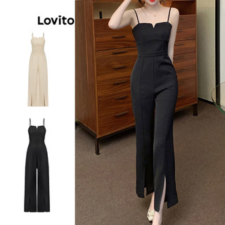 Lovito Elegant Women Plain Split Summer Jumpsuit L80ED349