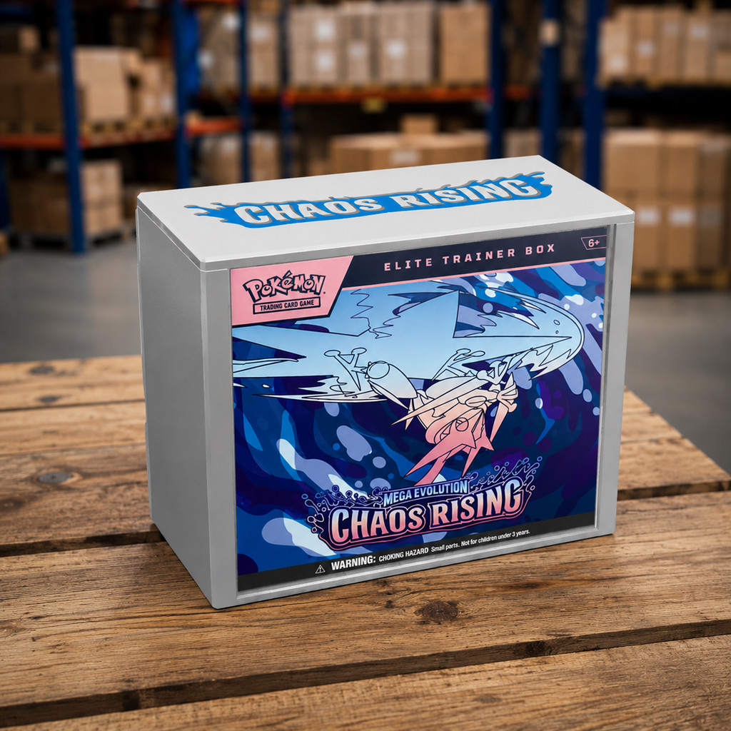 Chaos Rising Custom 3D พิมพ์ Pokemon ETB กันฝุ่นกรณี ETB และ Pokemon Centre Display Casing