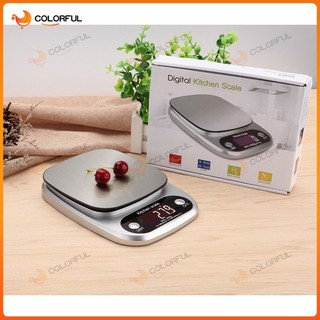 เครื่องชั่งดิจิตอลสีดำ วัสดุแสตนเลสแท้ ชั่งได้สูงสุด 10kg/1g พร้อมหน้าจอ LCD ชัดเจน