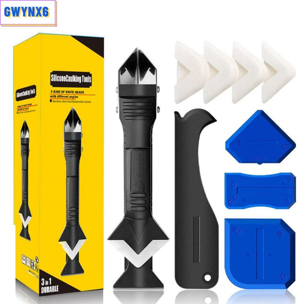 GWYNX6 ชุดขูดยาแนว, เครื่องมือกาวซิลิโคนสแตนเลส, ชุดเครื่องมือขจัดคราบเรียบเคลือบหลุมร่องฟัน