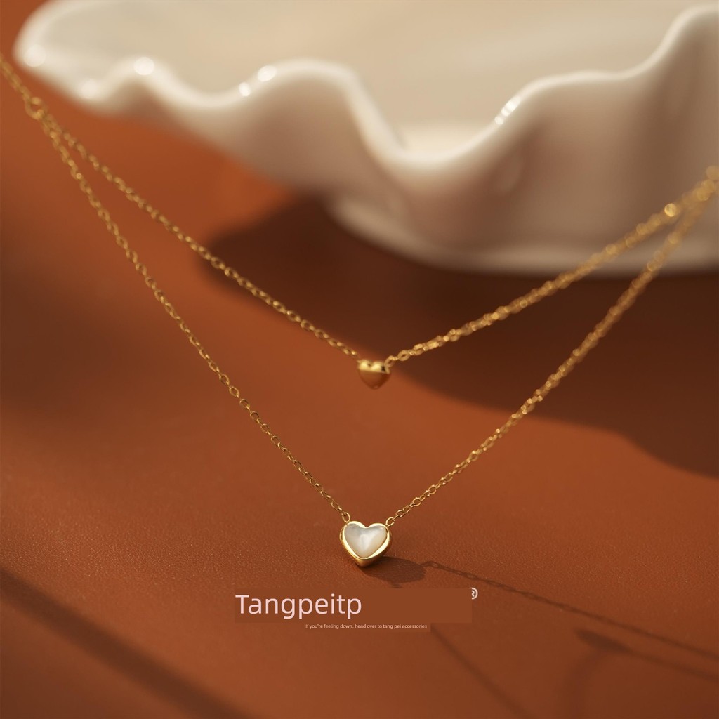 สร้อย จี้สร้อยคอ Don Pei TP Jewelry Double Layer Love สร้อยคอผู้หญิง 2025 ฤดูใบไม้ผลิสไตล์ใหม่ Simpl
