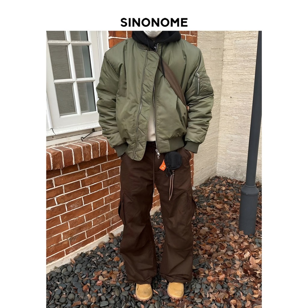 SINONOME MA-1 Bomber American Bomber Jacket เบสบอลแจ็คเก็ตเบาะโปรไฟล์สั้น Street ชาย