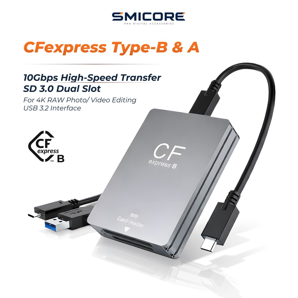 CFexpress Type A Type B SD Card Reader USB 3.2 10Gbps สำหรับ Sony Canon Nikon Mirrorless DSLR Camera