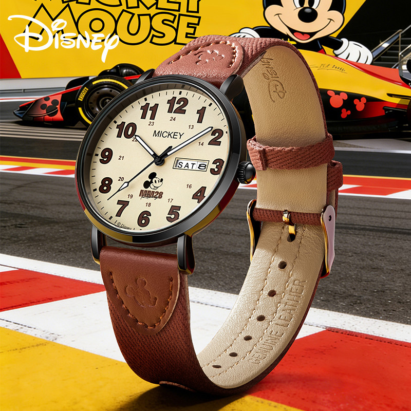 นาฬิกาผู้ชาย Disney Mickey Mouse กันน้ำ3ATM ตัวเลขใหญ่ อ่านง่าย สายผ้า ใส่สบาย